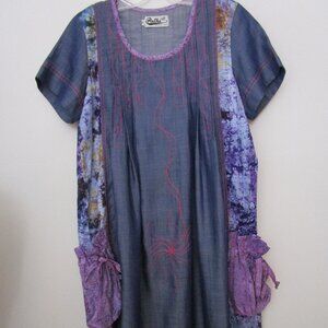 Tunic Dress African Cotton Floral Print Embroidery Bohem